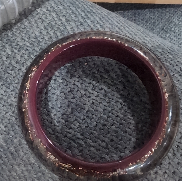 Burgundy and Gold Bangle Bracelet - Picture 1 of 3